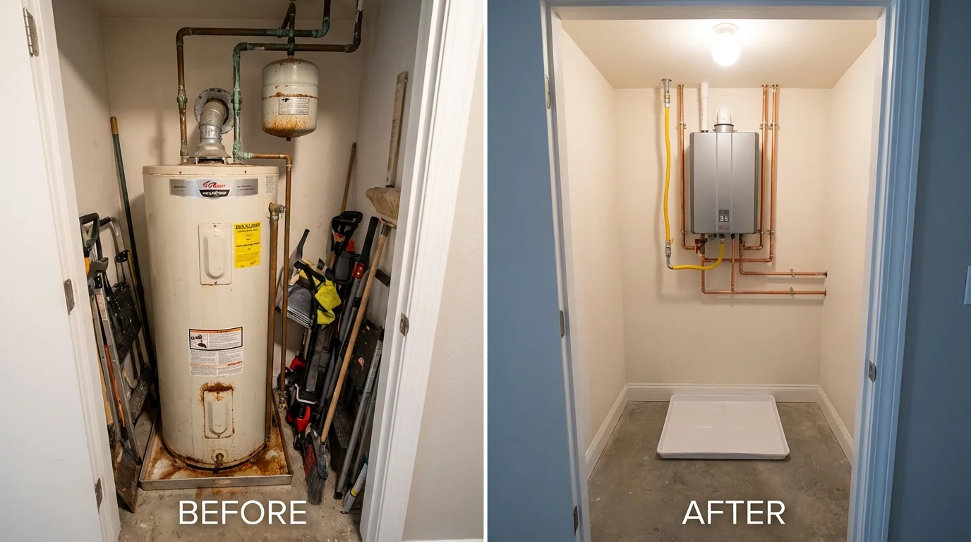 Tank water heater versus wall-mounted tankless unit comparison for Auburn, GA homeowners